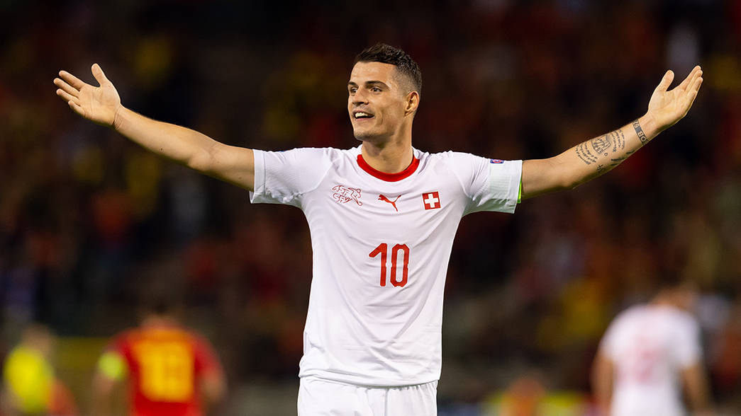 BRUSSELS, BELGIUM - OCTOBER 12: Granit Xhaka of Switzerland gestures during the UEFA Nations League A group two match between Belgium and Switzerland at Roi Baudouin Stadion on October 12, 2018 in Brussels, Belgium. (Photo by TF-Images/Getty Images)