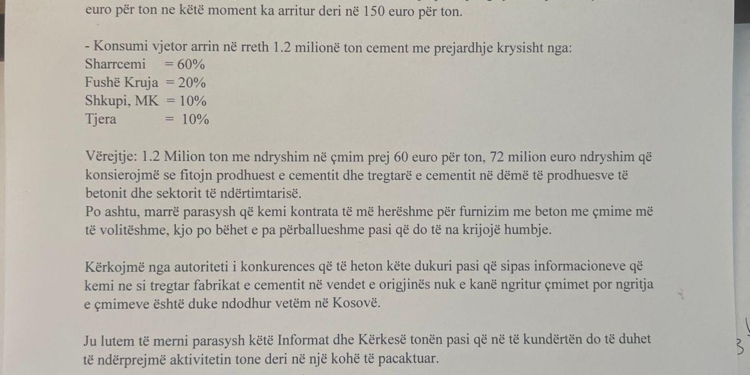 Rritet çmimi i cementit në Kosovë