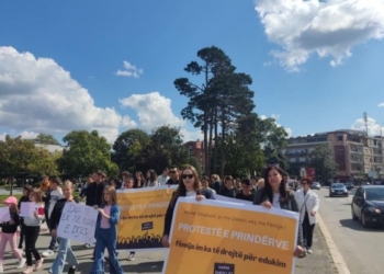 ​Me moton “As me Sindikatë, as me Qeveri, veç me Fëmijë”, u protestua sot në Gjakovë