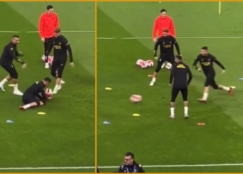 Messi, Mbappe, Ramos e Neymar trullosin bashkëlojtarin e tyre në stërvitje!