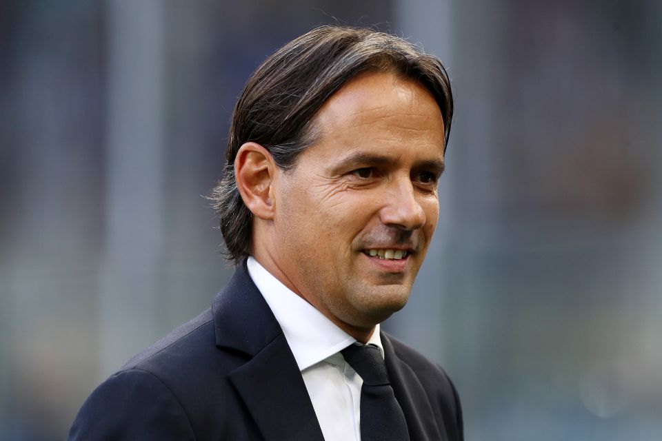 MILAN, ITALY - SEPTEMBER 10: Simone Inzaghi, Head Coach of FC Internazionale reacts prior to the Serie A match between FC Internazionale and Torino FC at Stadio Giuseppe Meazza on September 10, 2022 in Milan, Italy. (Photo by Marco Luzzani/Getty Images)