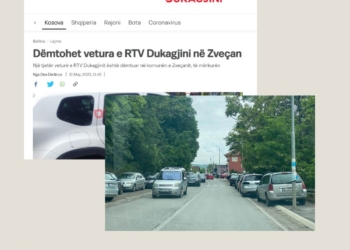 Dëmtohet vetura e RTV Dukagjinit në Zveçan