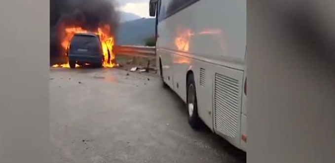 Gjashtë të lënduar nga përplasja e veturës me autobusin në Qafë Thanë