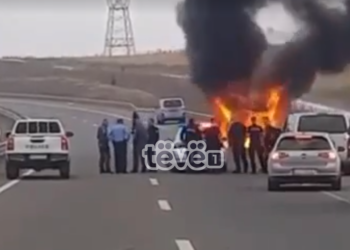 Digjet një automjet i Policisë në rrugën Podujevë – Prishtinë