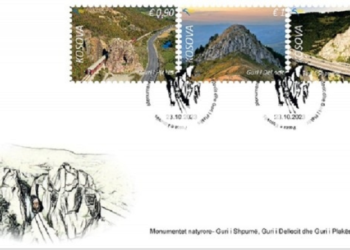 ​Në pulla postare guri i Shpumë, guri i Dellocit dhe guri i Plakës