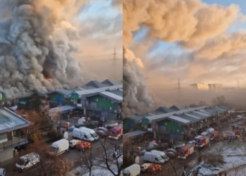 Zjarr në Beograd, digjet një qendër tregtare