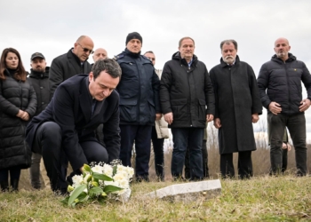 Kurti bën homazhe te varri i dëshmorëve Memë dhe Prend Zef Lleshit