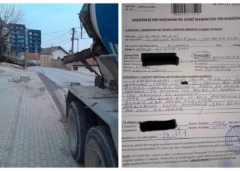Gjobitet me 500 euro një person për ndotje të rrugës nga betoni në kryeqytet