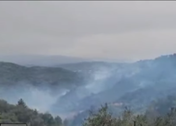 Zjarr në kodrat e Peshtanit, vendi ku janë vendosur antenat televizive dhe ato celulare