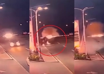 Momenti i aksidentit në Veternik kur vetura u përplas në një pompë derivatesh