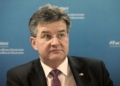 The Minister of Foreign Affairs of Slovakia, the head of the OSCE Miroslav Lajcak attends a press conference at the OSCE office in Kiev. Ukraine, Tuesday, Jan. 15, 2019.  The situation in the Donbas, the issue of the Crimea and the Sea of Azov is and will be the priority of the work of the OSCE. About this today, said the Minister of Foreign Affairs of Slovakia, the head of the OSCE Miroslav Lajcak.
 (Photo by Danil Shamkin/NurPhoto via Getty Images)