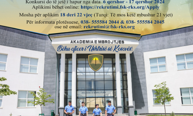 Ministria e Mbrojtjes shpall konkursin për pranimin e kadetëve të rinj