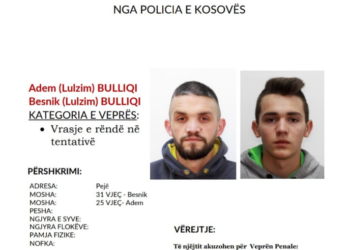 Policia kërkon ndihmën e qytetarëve për kapjen e dy personave për vrasjen e rëndë në tentativë në Pejë