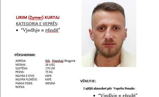 Policia shpall në kërkim një person që dyshohet për vjedhje të rëndë