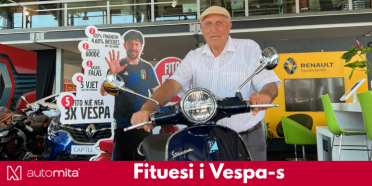 Ky është fituesi i parë i skuterit Vespa nga Auto Mita, a do të jeni ju fituesi i radhës?
