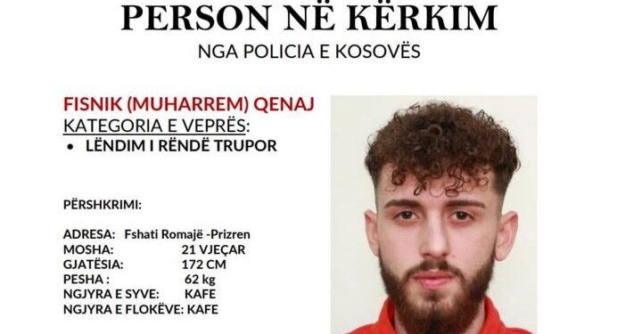 Policia kërkon ndihmë për gjetjen e një personi të dyshuar për veprën penale “lëndim i rëndë trupor”