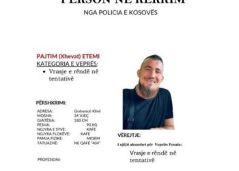 I kërkuar për tentim vrasje, policia kërkon ndihmë për gjetjen e këtij personi
