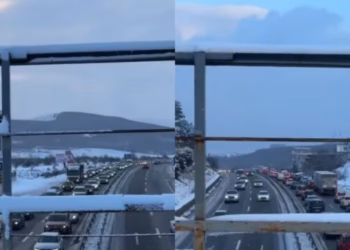 Kolonë e gjatë automjetesh në aksin Komoran–Prishtinë