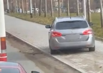 Tejkaloi kolonën nëpër trotuar, Policia gjobit shoferin me 200 euro, 2 pikë negative dhe tre muaj pa leje