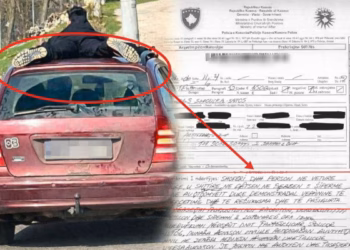 Person mbi veturë në lëvizje, Policia e ndëshkon drejtuesin