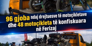 Policia në Ferizaj shqipton 96 gjoba dhe konfiskon 48 motoçikleta