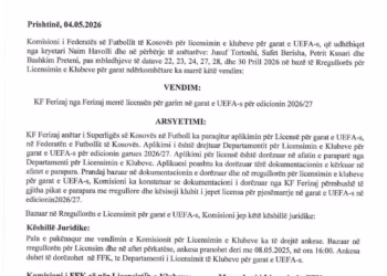 Ferizaj licencohet për gara evropiane