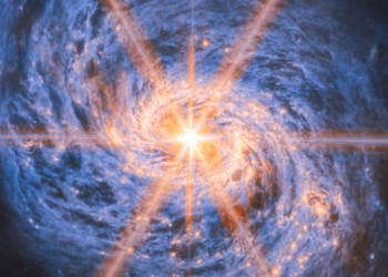 Zemra e ndritshme e një galaktike spirale fotografohet nga teleskopi Webb i NASA-s
