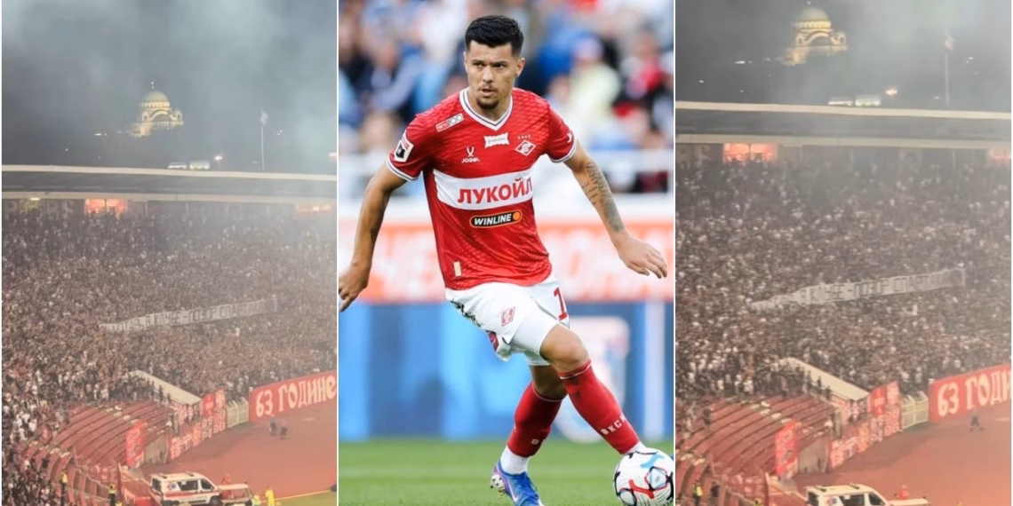 Në derbin serb mes Crvena Zvezdës dhe Partizanit, shpërndahet banderolë kundër Mirlind Dakut
