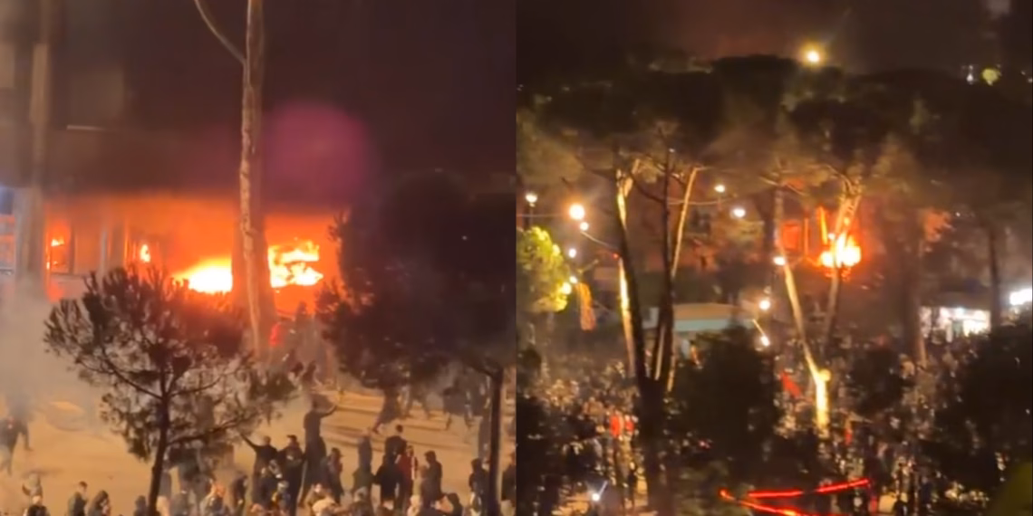 Nëntë orë përplasje në Tiranë, pas sulmit ndaj Kryesisë së Kuvendit protestuesit shkatërrojnë dhe djegin biznese